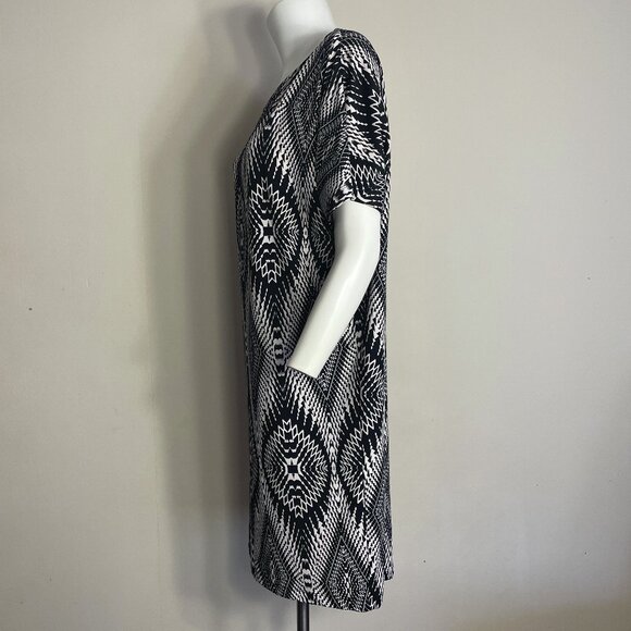 Rock 47 Wrangler Dress Sz Large Sheath Pullover Black Western Geometric Stretch - Picture 3 of 12